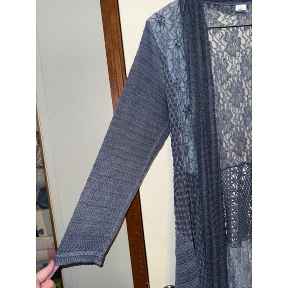 This & That Long Blue Open Front Cardigan Size Large - Picture 3 of 13
